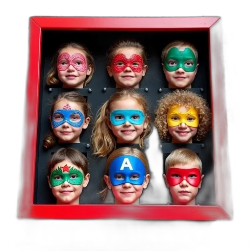 mask, face, jewelry, crown, red, box, black, background transparent PNG cut-out