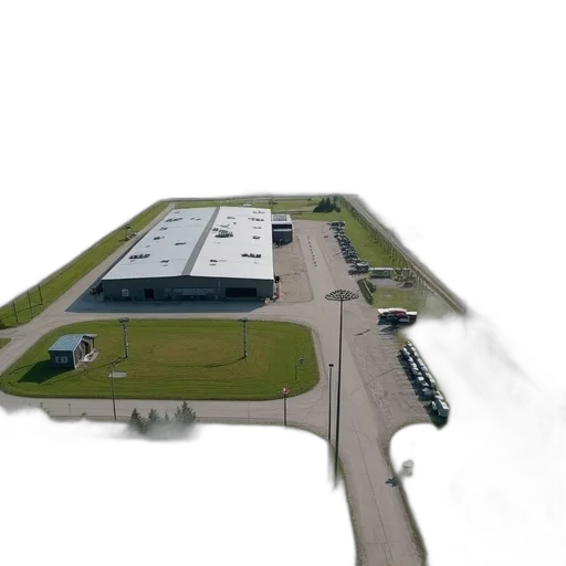 building, 3d render, concept art, photorealistic, aerial, view, military, base transparent PNG cut-out