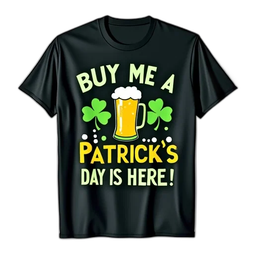 black, t-shirt, graphic, design, reads, buy, beer, patrick transparent PNG cut-out