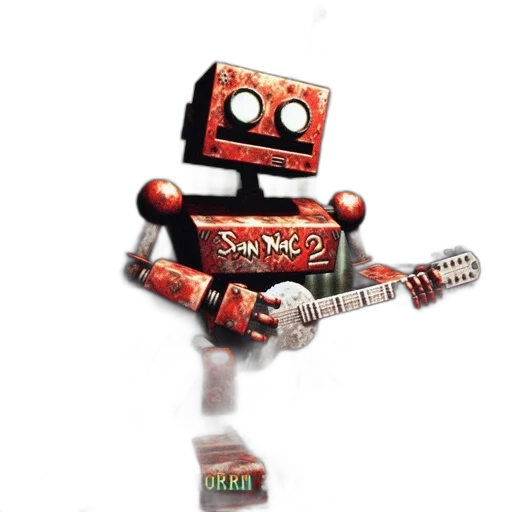 robot, weapon, staff, 3d render, concept art, pixel art, rusted, robotic transparent PNG cut-out
