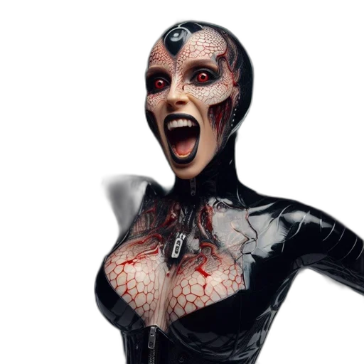 mask, comic book art, concept art, 3d render, fierce, humanoid, figure, wearing transparent PNG cut-out