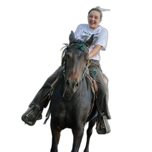 animal, staff, creature, young, girl, rides, horse, dirt transparent PNG cut-out
