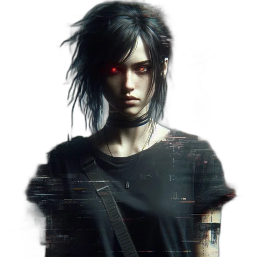 face, jacket, weapon, cyberpunk, concept art, pixel art, photorealistic, neon lights transparent PNG cut-out