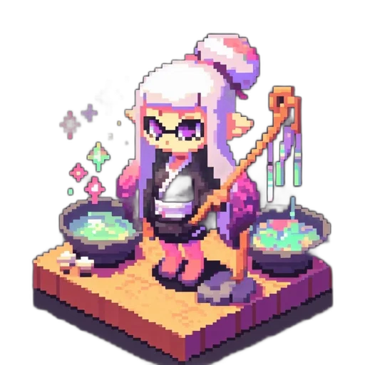 staff, weapon, food, pixel art, cyberpunk, vaporwave, anime, neon lights transparent PNG cut-out