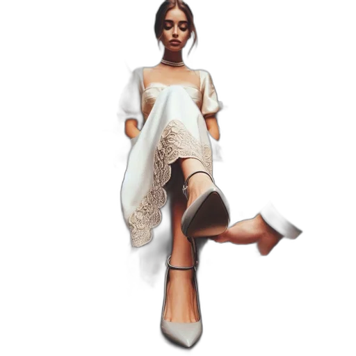 dress, shoes, 3d render, concept art, fantasy art, pixel art, earth tones, woman transparent PNG cut-out