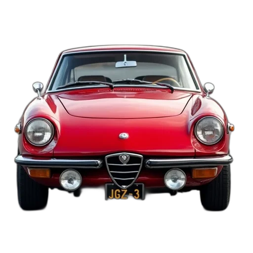 car, photorealistic, 3d render, red, vintage, black, stripe, parked transparent PNG cut-out