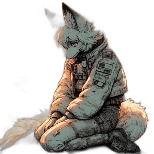 jacket, staff, animal, creature, concept art, pixel art, watercolor, fantasy art transparent PNG cut-out