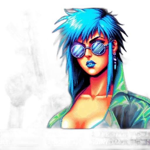jacket, cyberpunk, concept art, vaporwave, pixel art, neon lights, blue, neon transparent PNG cut-out