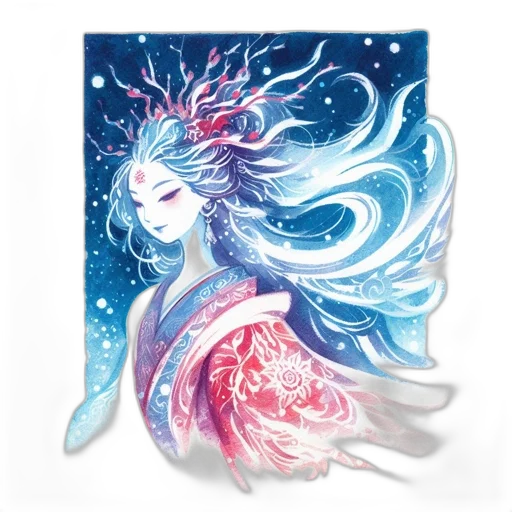 dragon, dress, fantasy art, concept art, watercolor, pixel art, snow, underwater transparent PNG cut-out