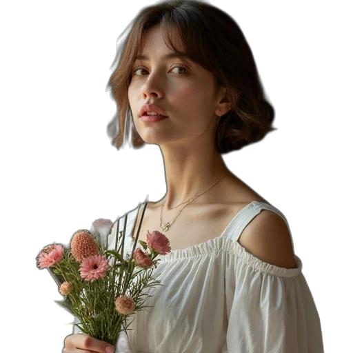 jewelry, dress, flower, face transparent PNG cut-out