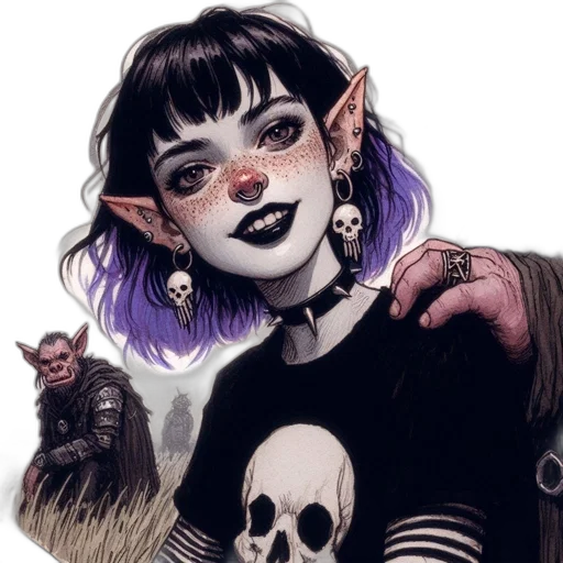 creature, face, mask, fantasy art, concept art, watercolor, comic book art, dark transparent PNG cut-out
