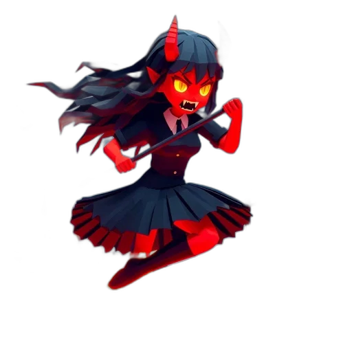 creature, staff, pixel art, concept art, fantasy art, 3d render, dark, red transparent PNG cut-out