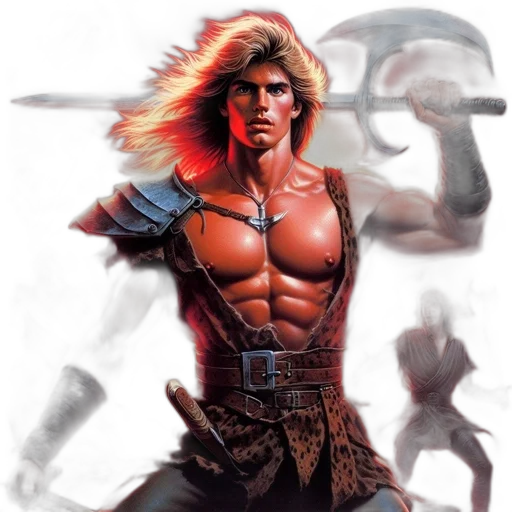sword, fantasy art, comic book art, concept art, photorealistic, muscular, man, long transparent PNG cut-out