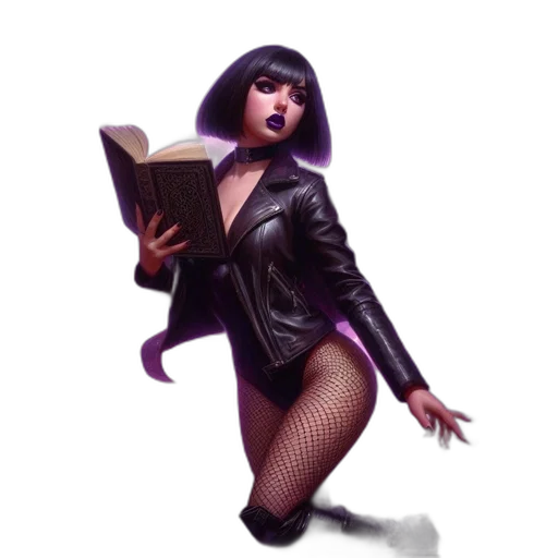 jacket, concept art, comic book art, fantasy art, 3d render, neon lights, woman, dark transparent PNG cut-out