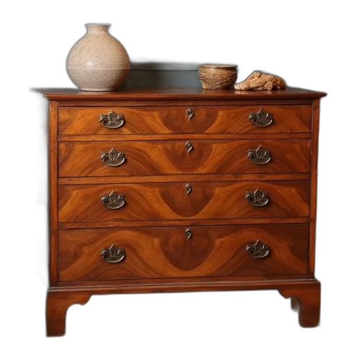 furniture, photorealistic, earth tones, early, 20th, century, walnut, chest transparent PNG cut-out