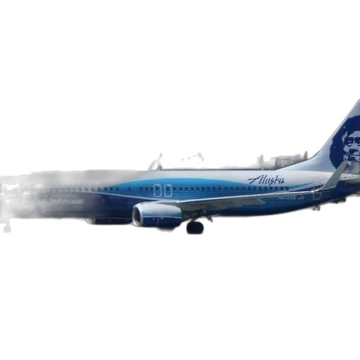 photorealistic, 3d render, concept art, blue, white, alaska, airlines, boeing transparent PNG cut-out