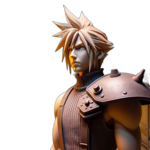3d render, concept art, fantasy art, photorealistic, golden, character, spiky, blonde transparent PNG cut-out