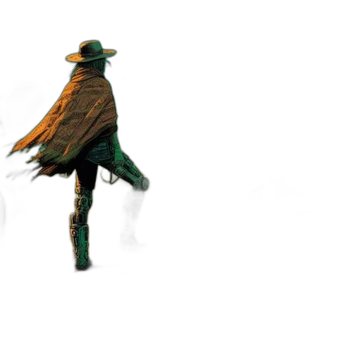 hat, jacket, umbrella, staff, concept art, pixel art, 3d render, watercolor transparent PNG cut-out