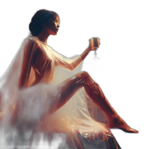 dress, oil painting, concept art, photorealistic, fantasy art, fog, fire, neon lights transparent PNG cut-out