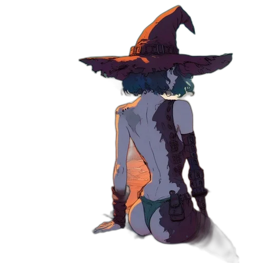 hat, staff, mask, dress, concept art, fantasy art, pixel art, watercolor transparent PNG cut-out