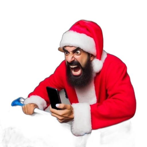 staff, holiday, shopping, scene, distressed, santa, claus, cart transparent PNG cut-out