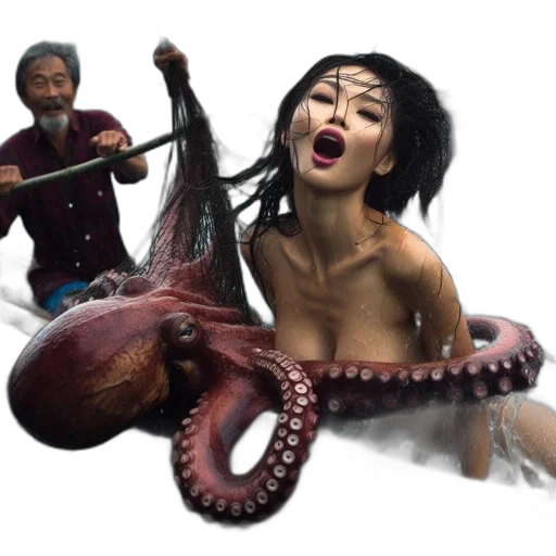 creature, animal, concept art, 3d render, photorealistic, fantasy art, underwater, woman transparent PNG cut-out