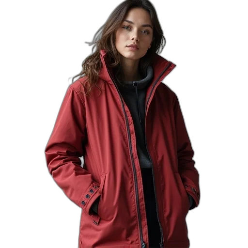 jacket, red, women, waterproof, manufacturer transparent PNG cut-out
