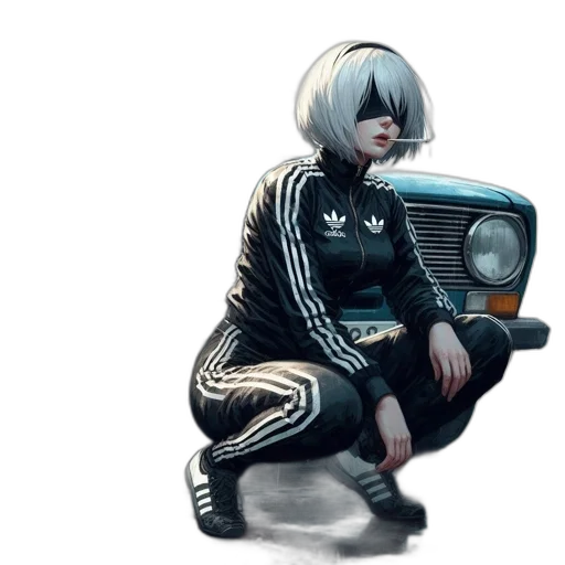 car, jacket, robot, shoes, concept art, cyberpunk, pixel art, photorealistic transparent PNG cut-out