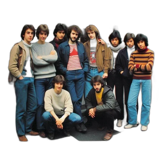 jacket, group, young, men, possibly, friends, posed, outside transparent PNG cut-out