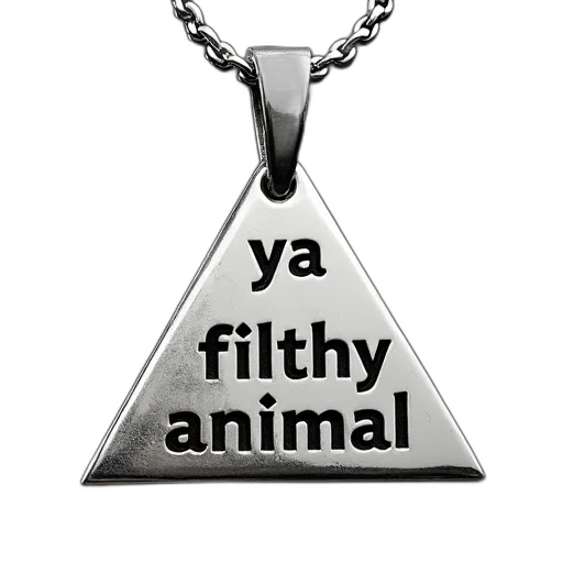 jewelry, animal, silver, pendant, triangle, shape, words, filthy transparent PNG cut-out