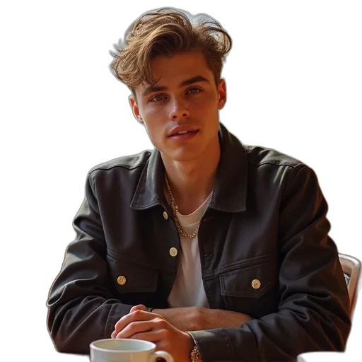 jacket, hair, face, creature transparent PNG cut-out
