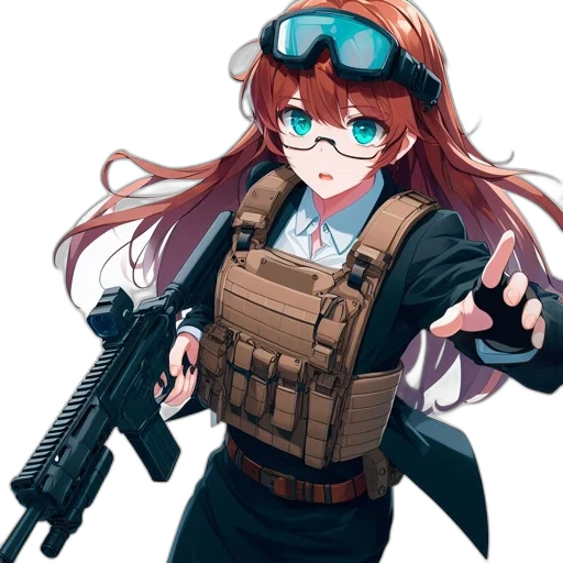 weapon, jacket, animal, staff, anime, pixel art, cyberpunk, cartoon transparent PNG cut-out