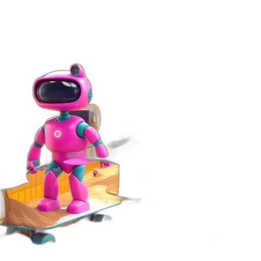 robot, 3d render, concept art, vaporwave, outer space, animated, scene, features transparent PNG cut-out
