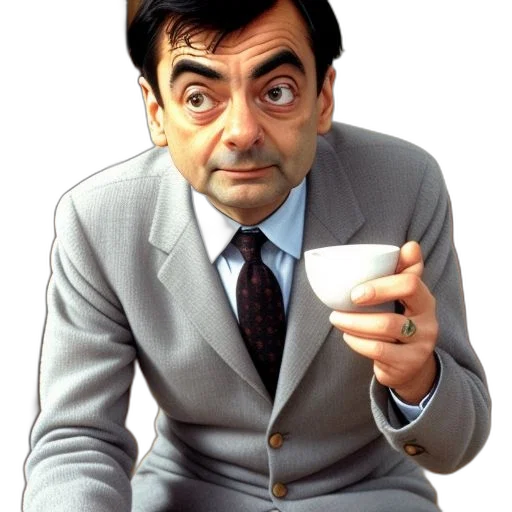 face, staff, photorealistic, man, wearing, gray, suit, sits transparent PNG cut-out