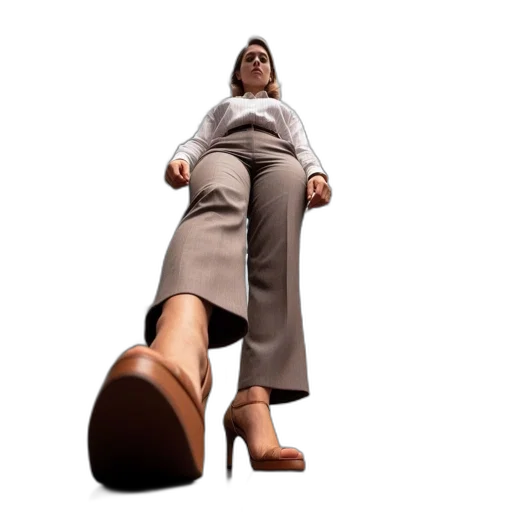 furniture, staff, shoes, jacket, 3d render, concept art, photorealistic, woman transparent PNG cut-out