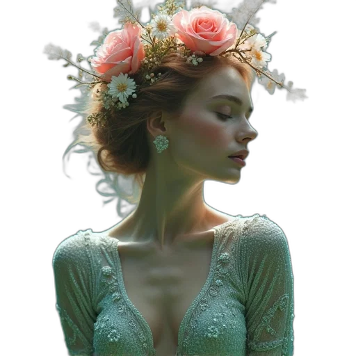 dress, crown, jewelry, flower transparent PNG cut-out