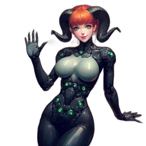 robot, dress, cyberpunk, concept art, pixel art, fantasy art, green, dark transparent PNG cut-out