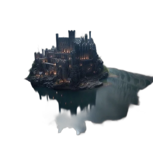 crown, building, dragon, weapon, 3d render, concept art, fantasy art, pixel art transparent PNG cut-out