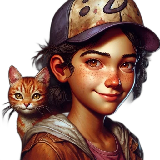 face, hat, animal, photorealistic, fantasy art, concept art, oil painting, cheerful transparent PNG cut-out