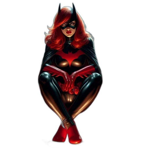 mask, comic book art, concept art, pixel art, fantasy art, red, female, character transparent PNG cut-out