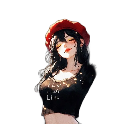 dress, hat, pixel art, fantasy art, watercolor, cartoon, neon lights, red transparent PNG cut-out