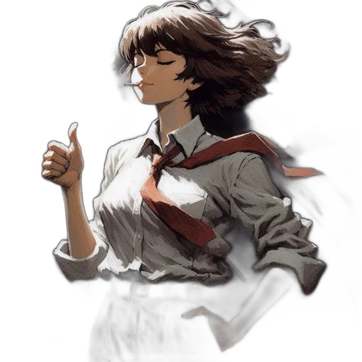 staff, jacket, weapon, face, concept art, anime, pixel art, watercolor transparent PNG cut-out