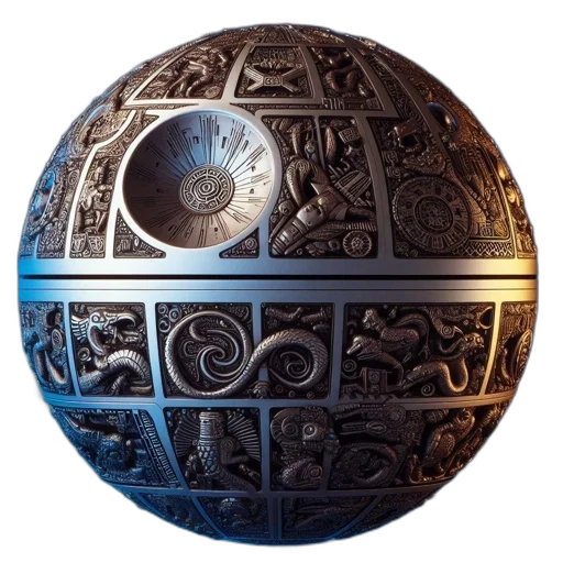 sword, staff, jewelry, mask, fantasy art, 3d render, concept art, outer space transparent PNG cut-out