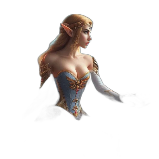 dress, crown, face, sword, fantasy art, concept art, pixel art, 3d render transparent PNG cut-out