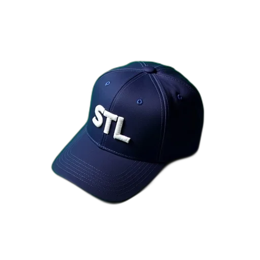 hat, staff, 3d render, navy, blue, baseball, cap, letters transparent PNG cut-out