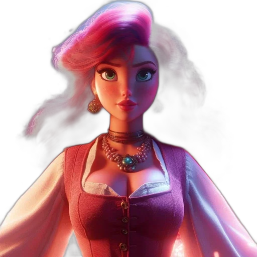 dress, face, jewelry, concept art, fantasy art, comic book art, 3d render, neon lights transparent PNG cut-out