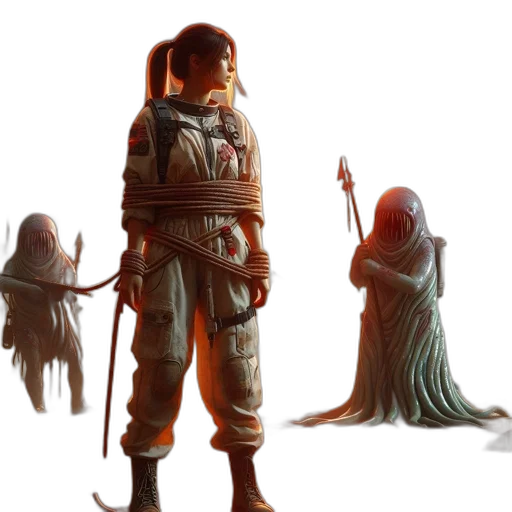 creature, staff, concept art, fantasy art, 3d render, pixel art, underwater, outer space transparent PNG cut-out