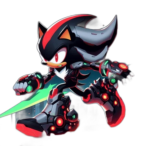 robot, weapon, concept art, 3d render, pixel art, cyberpunk, sonic, hedgehog transparent PNG cut-out