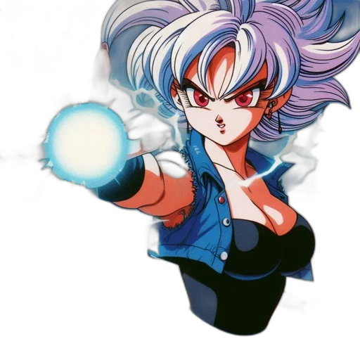 staff, jacket, weapon, hair, concept art, anime, vaporwave, pixel art transparent PNG cut-out