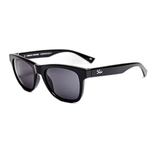 pair, black, sunglasses, sleek, design, silver, logo, temple transparent PNG cut-out